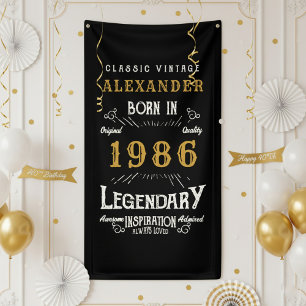 Personalisierter 40. Geburtstag Geboren 1986 Retro Banner