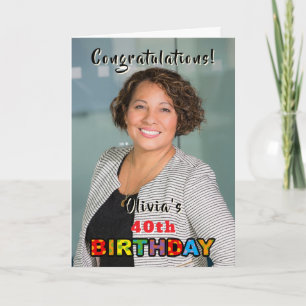 Personalisierter 40. Geburtstag mit Foto Karte