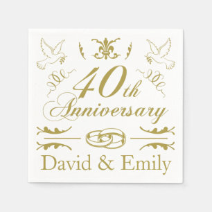 Personalisierter 40. Hochzeitstag Serviette