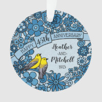 Personalisierter 45. Jahrestags-Saphir-Blumenvogel