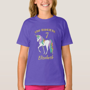 Personalisierter 4. 5. 6. 7. Geburtstag Unicorn T-Shirt