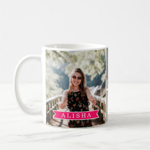 Personalisierter 4 Foto-Collagen-Mädchen-Name Kaffeetasse