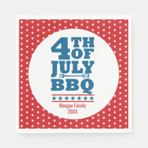 Personalisierter 4. Juli BBQ-Party Roter Stern Serviette