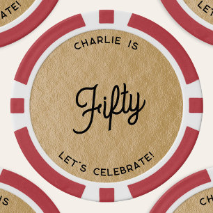 Personalisierter 50. Fünfzigster Geburtstag Gold Pokerchips