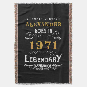 Personalisierter 50. Geburtstag Geboren 1971 Vinta Decke