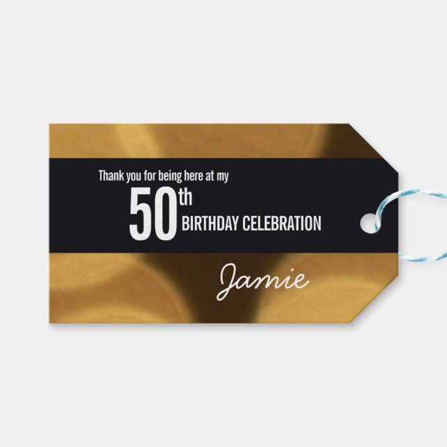 Personalisierter 50. Geburtstag Geschenkanhänger (Vorderseite (Horizontal))