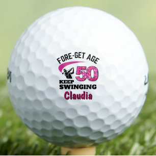 Personalisierter 50. Geburtstag - Rosa Erwachsener Golfball