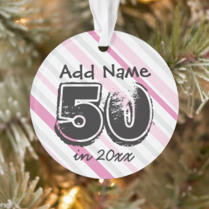 Personalisierter 50. Geburtstag Rosa Ornament