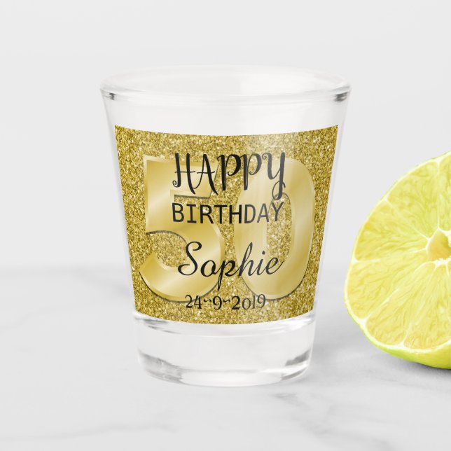 Personalisierter 50. Geburtstag Schnapsglas (Vorderseite)