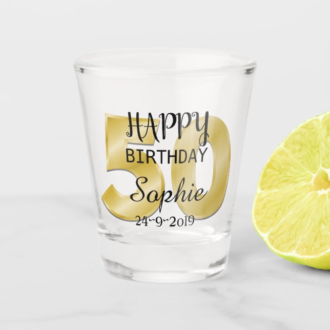 Personalisierter 50. Geburtstag Schnapsglas (Vorderseite)