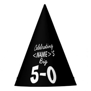 Personalisierter 50. Geburtstags-Schwarz-weißer Partyhütchen