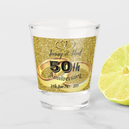 Personalisierter 50. goldener Hochzeitstag Schnapsglas