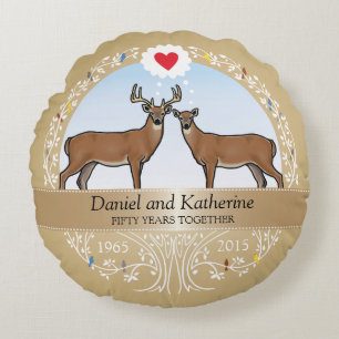 Personalisierter 50. Hochzeitstag, Hirsche Rundes Kissen