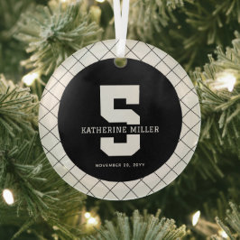 Personalisierter 5. Geburtstag Modern und elegant Ornament Aus Glas