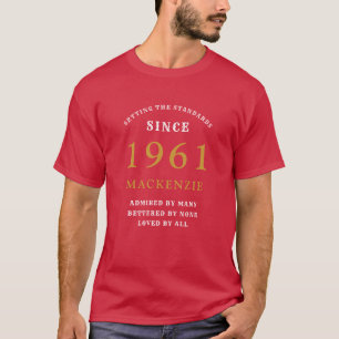 Personalisierter 60. Geburtstag 1961 Goldrot-Vater T-Shirt