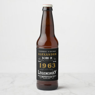 Personalisierter 60. Geburtstag Geboren 1963 Vinta Bierflaschenetikett