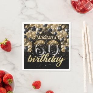 Personalisierter 60. Geburtstag Schwarzer Goldball Serviette