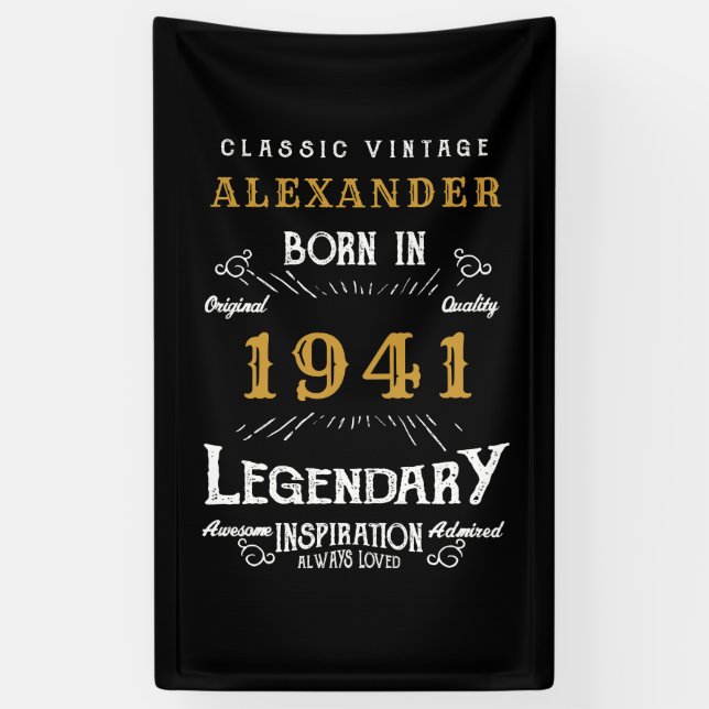 Personalisierter 80. Geburtstag Geboren 1941 Vinta Banner (Vertikal)