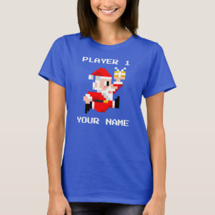Personalisierter 8-Bitweihnachtsmann-WeihnachtsT - T-Shirt