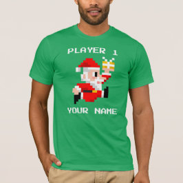 Personalisierter 8-Bitweihnachtsmann-WeihnachtsT - T-Shirt