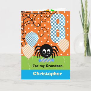 Personalisierter 8. Geburtstag Halloween für Enkel Karte