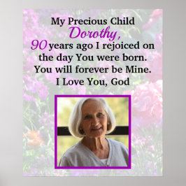 PERSONALISIERTER 90. GEBURTSTAG FOTO PRAYER POSTER