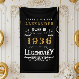 Personalisierter 90. Geburtstag Geboren 1936 Retro Banner