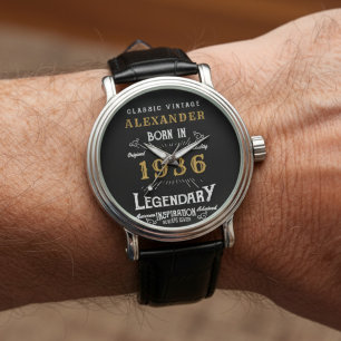 Personalisierter 90. Geburtstag Geboren 1936 Vinta Armbanduhr