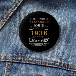 Personalisierter 90. Geburtstag Geboren 1936 Vinta Button