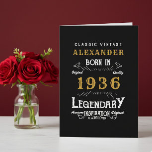 Personalisierter 90. Geburtstag Geboren 1936 Vinta Karte