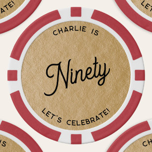 Personalisierter 90. Neunzigster Geburtstag Gold Pokerchips