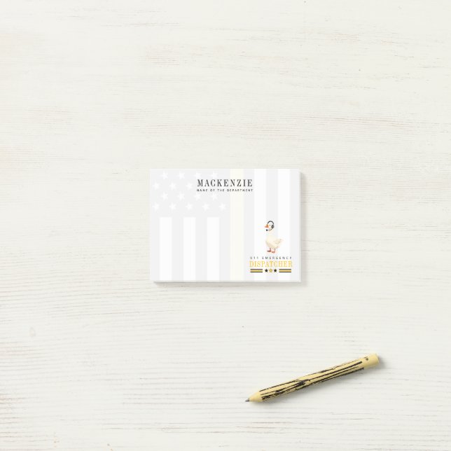 Personalisierter 911-Dispatcher-Gans mit Headset Post-it Klebezettel (Auf Schreibtisch)