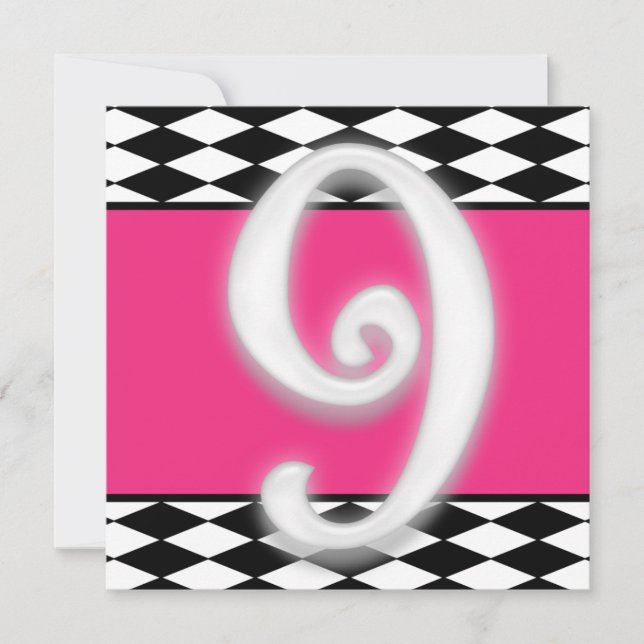 Personalisierter 9. Geburtstag Einladung (Vorderseite)