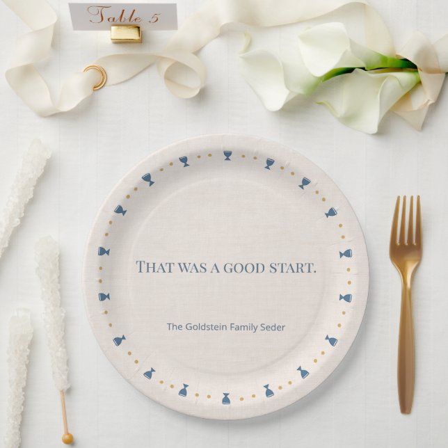 Personalisierter 9" Passah-Seder-Abendbrotteller i Pappteller (Hochzeit)