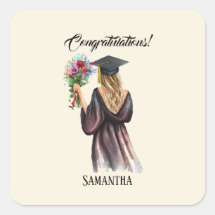 Personalisierter Abschluss (11) Quadratischer Aufkleber