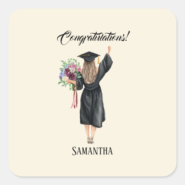 Personalisierter Abschluss (8) Quadratischer Aufkleber (Vorderseite)