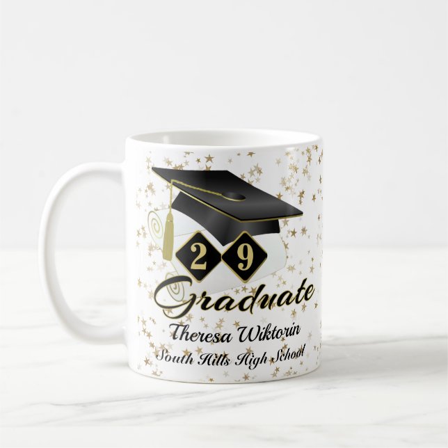 Personalisierter Abschluss Black & Gold 20XX Kaffeetasse (Links)
