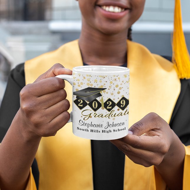 Personalisierter Abschluss Black & Gold 20XX Kaffeetasse (Personalized Graduation Black & Gold Coffee Mug)