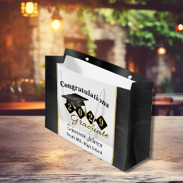 Personalisierter Abschluss Black & Gold Große Geschenktüte