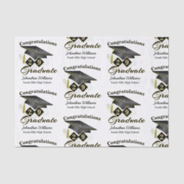 Personalisierter Abschluss Black & Gold Seidenpapier