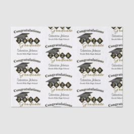 Personalisierter Abschluss Black & Gold Seidenpapier