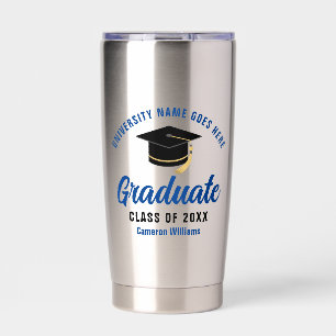 Personalisierter Abschluss Blue Graduate Name Gift Thermobecher