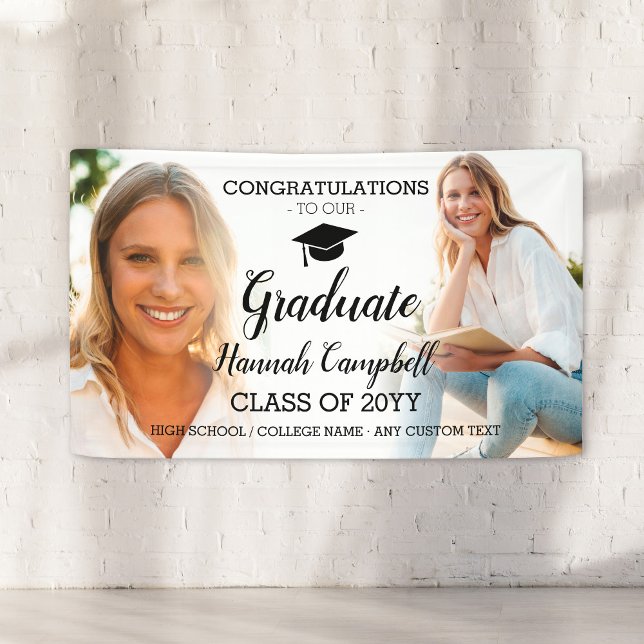 Personalisierter Abschluss-Fotocollage-Skript Banner (Personalized Graduation Photo Collage Script Banner
)