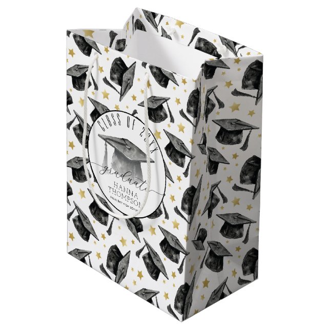 Personalisierter Abschluss Geschenktasche Graduate Mittlere Geschenktüte (Rückseite Schrägansicht)
