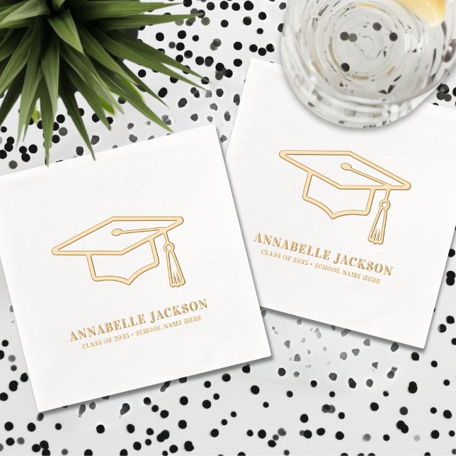 Personalisierter Abschluss Gold Servietten Mit Folie (Personalized Graduation Gold Foil Napkins)