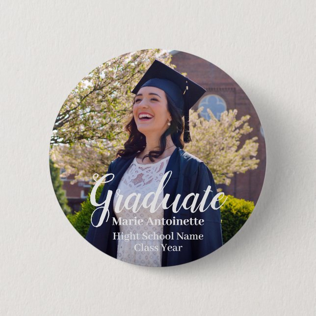 Personalisierter Abschluss Graduate Foto Button (Vorderseite)