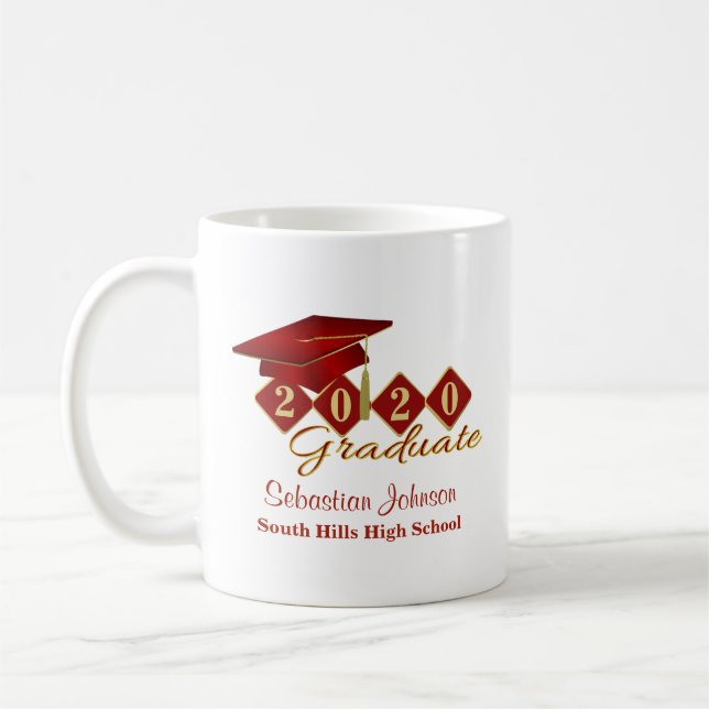 Personalisierter Abschluss Red & Gold 20XX Kaffeetasse (Links)