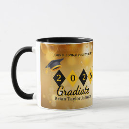 Personalisierter Abschluss-Schwarze & Gold-Kaffeet Tasse