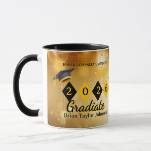 Personalisierter Abschluss-Schwarze & Gold-Kaffeet Tasse