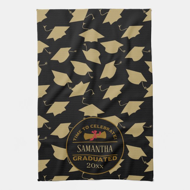 Personalisierter Abschluss | Zeit zum Feiern Geschirrtuch (Vertikal)